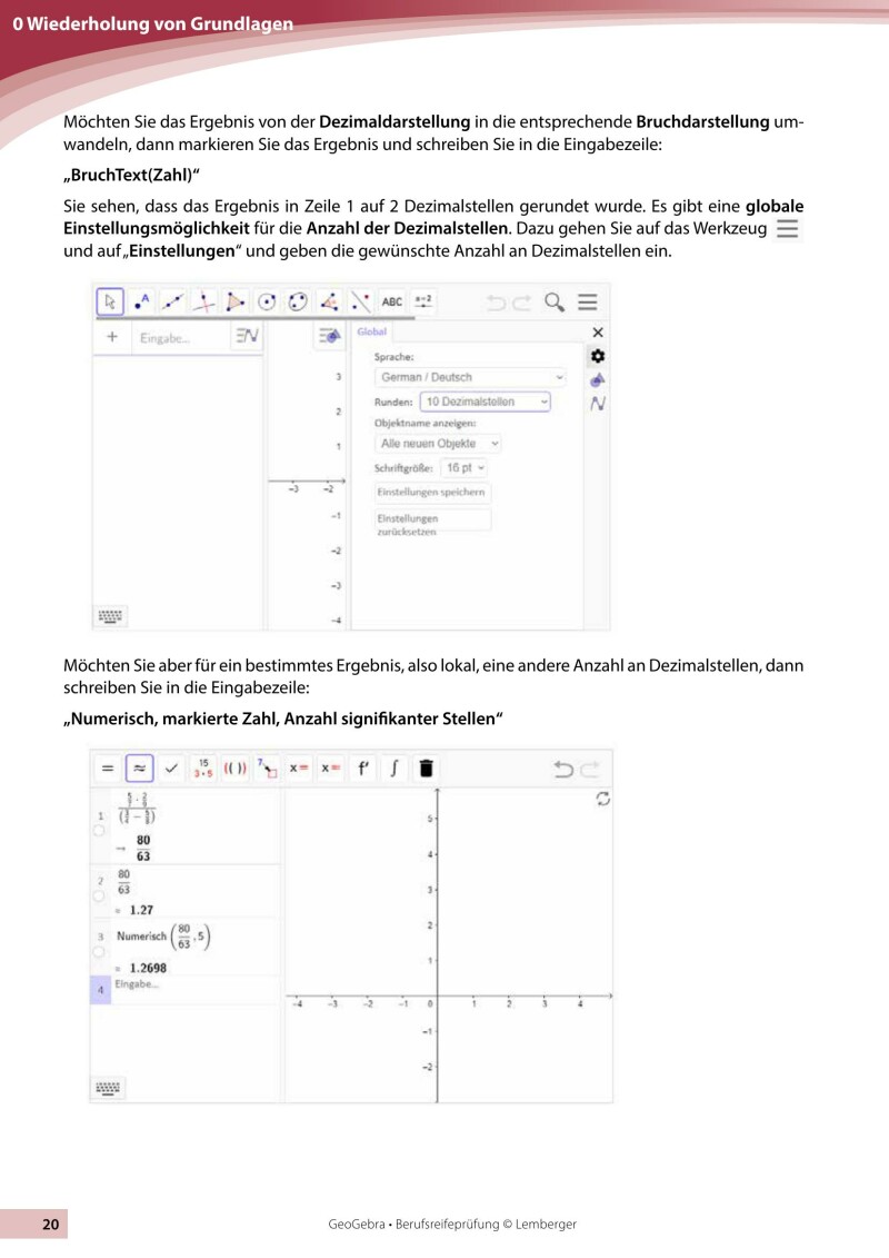 Berufsreifeprüfung Mathematik - Geogebra