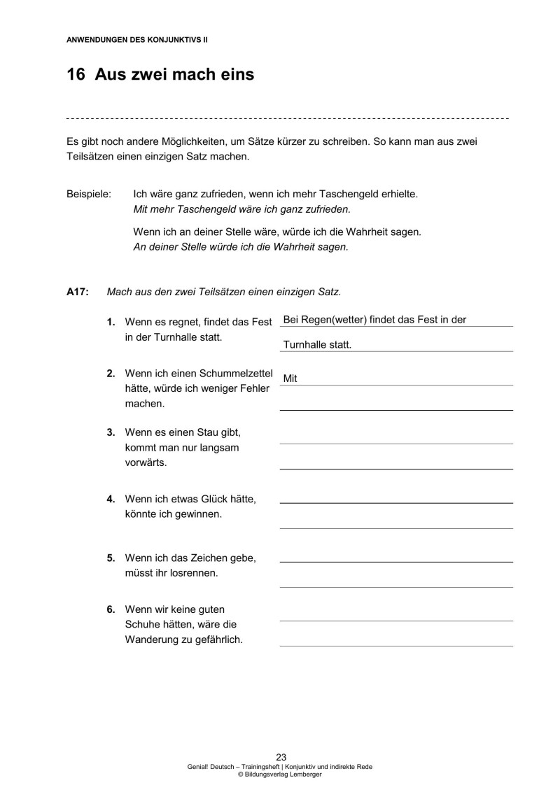 Genial! Deutsch – Trainingsheft Konjunktiv und indirekte Rede – Sek 1