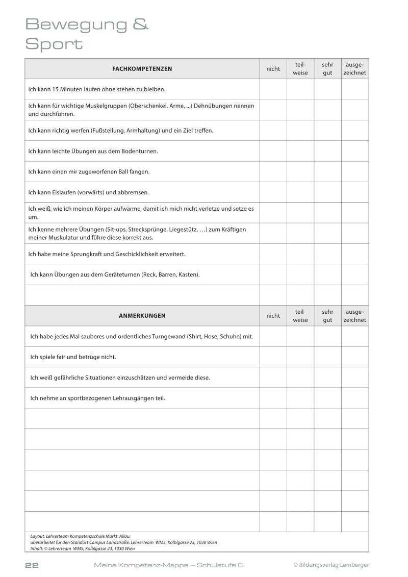 Kompetenz Lernen® - future training - Meine Kompetenz-Mappe 2. Klasse