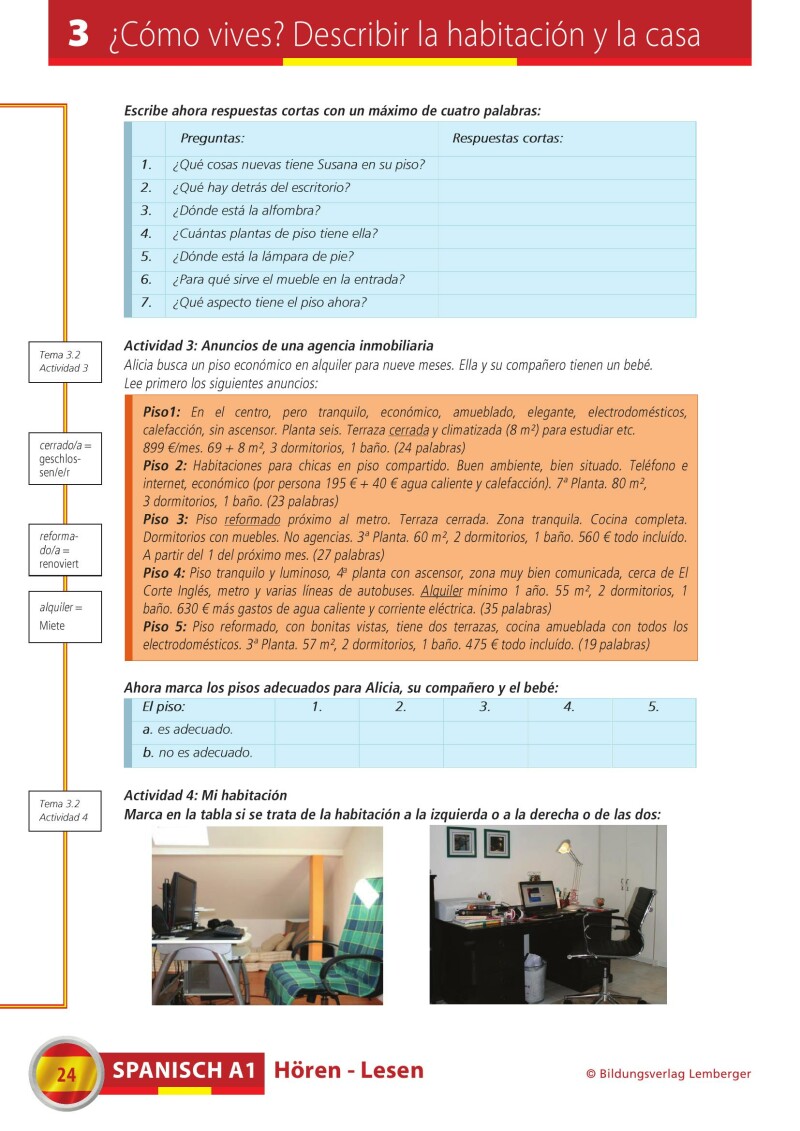 Spanisch A1 Hören-Lesen_Arbeitsbuch inkl. Audio-CD