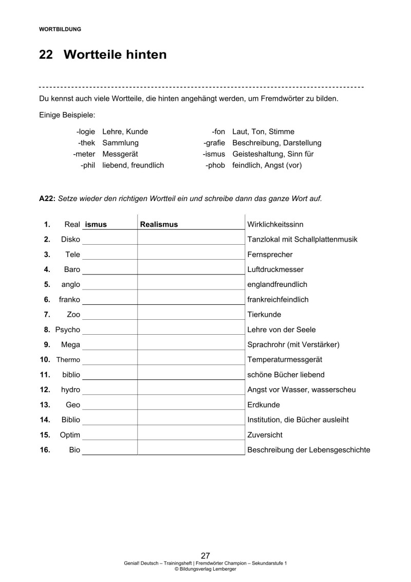 Genial! Deutsch – Trainingsheft Fremdwörter-Champion – Sek 1