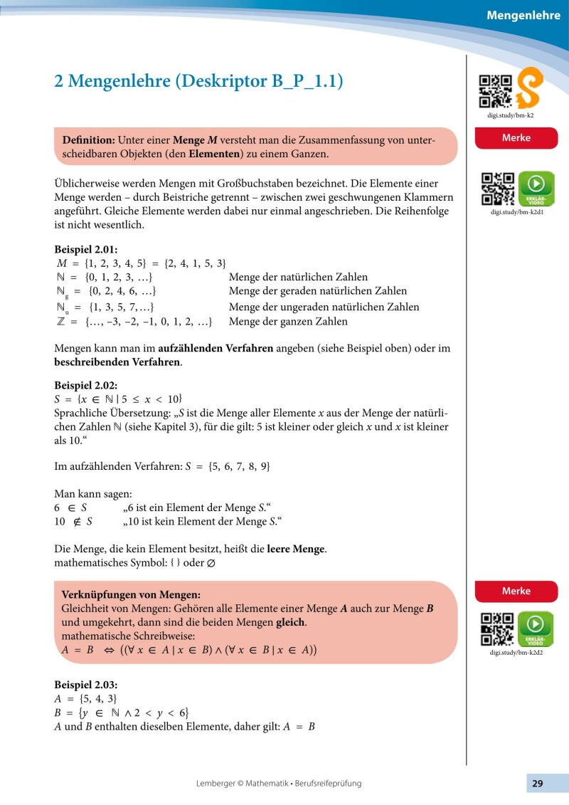 Berufsreifeprüfung Mathematik - Erarbeitungsteil BFI