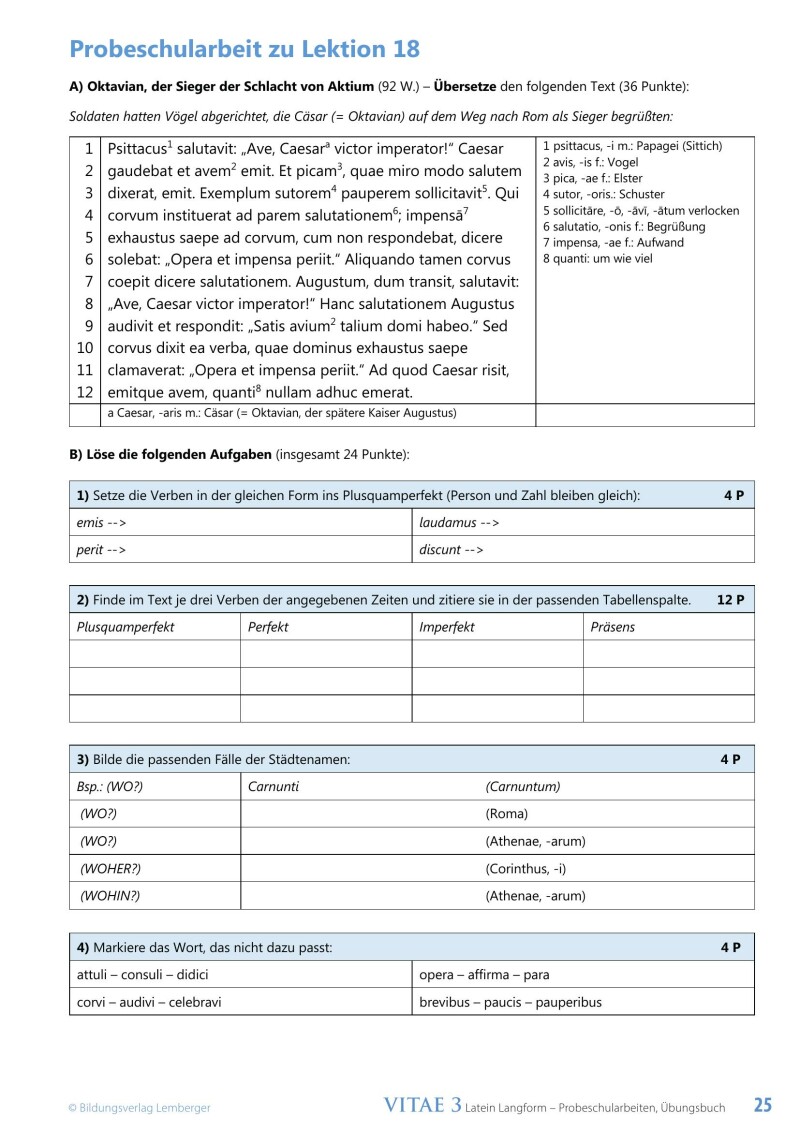 Vitae 3 / Probeschularbeiten
