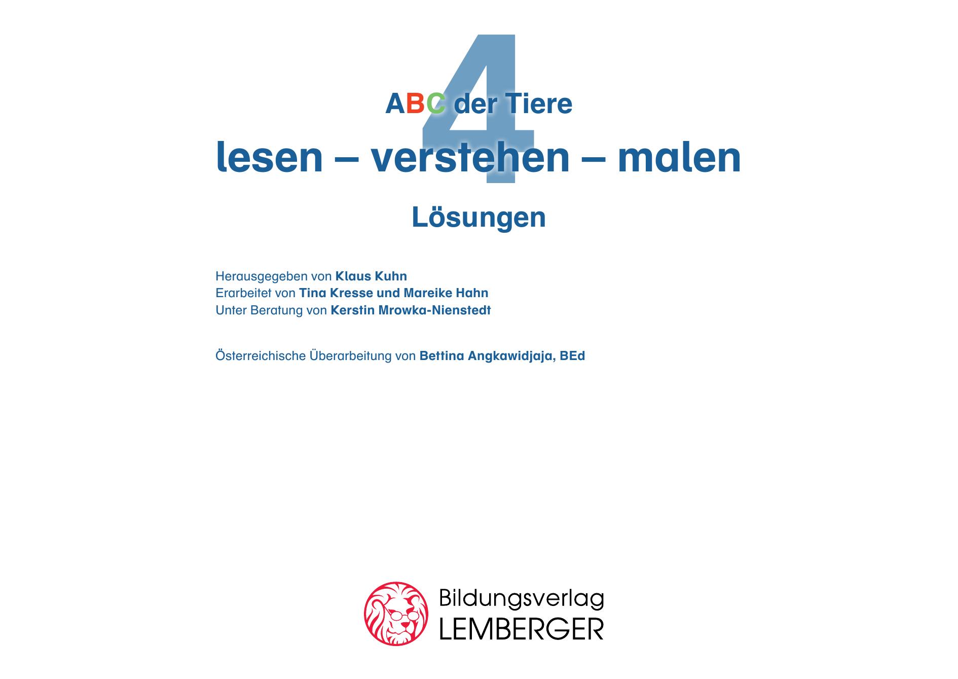 ABC der Tiere 4 – Schulbuch: lesen – verstehen – malen v22 / Lösungsheft