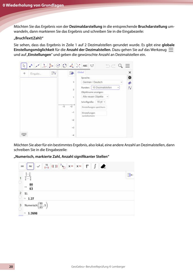 Berufsreifeprüfung Mathematik - Geogebra