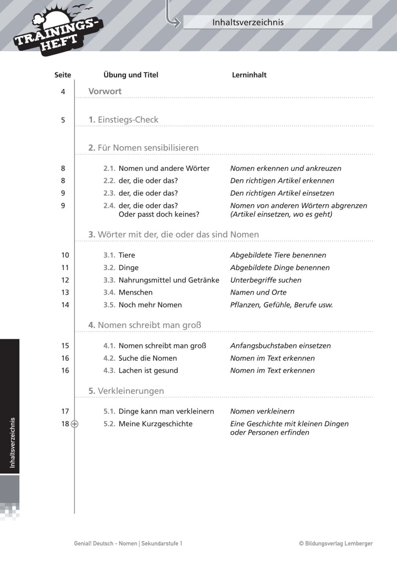 Genial! Deutsch – Trainingsheft Nomen – Sek 1