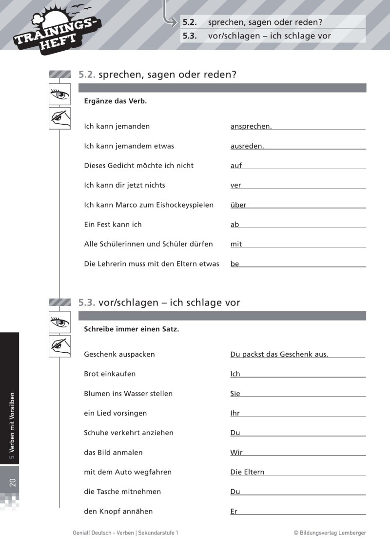 Genial! Deutsch – Trainingsheft Verben – Sek 1