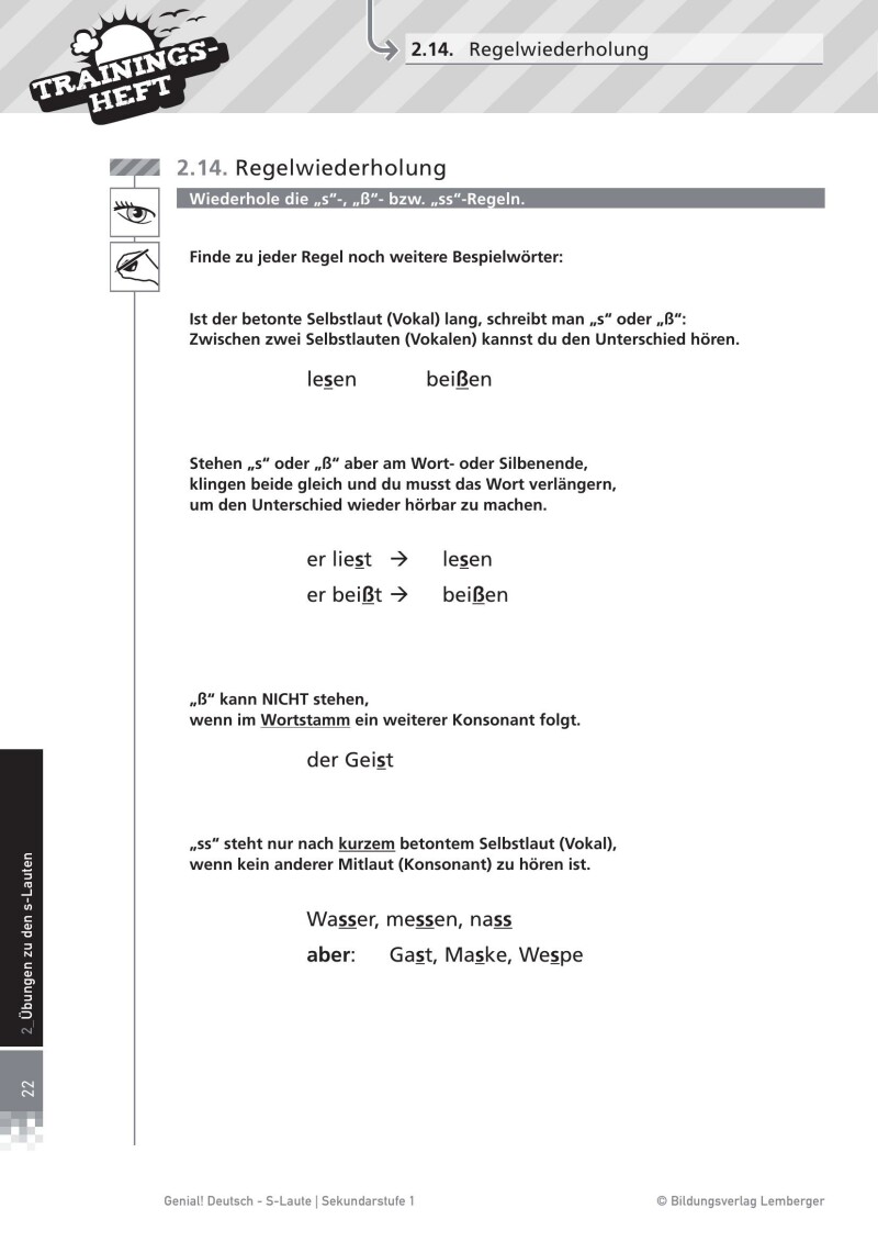 Genial! Deutsch – Trainingsheft s-Laute – Sek 1