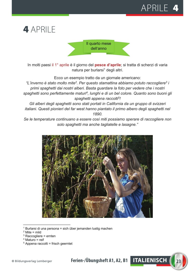 Ferien-Freizeit-Heft Italienisch A1, A2, B1 mit mp3-Dateien