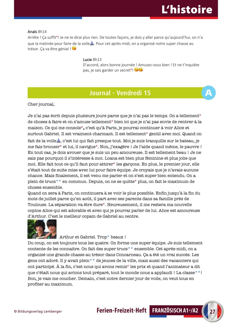 Ferien-Freizeit-Heft Französisch A1+/A2