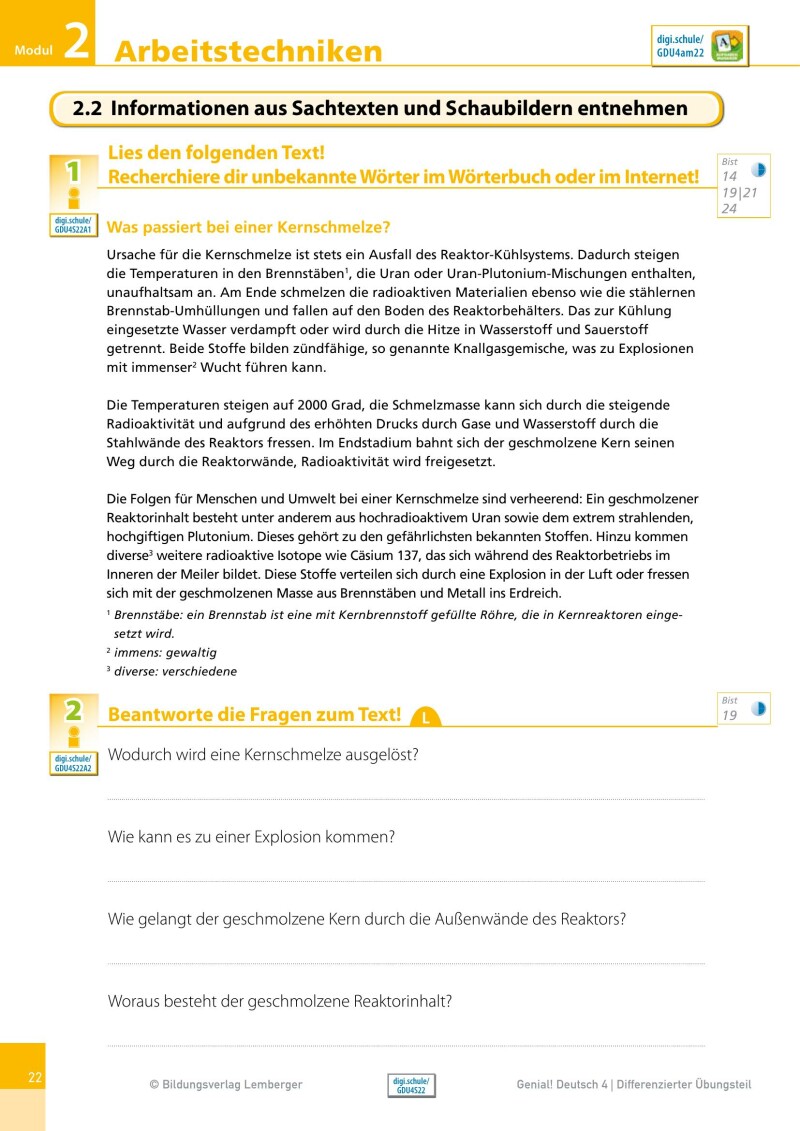 Genial! Deutsch 4 - Sprachbuch IKT NEU: Differenzierter Übungsteil mit Lösungsheft