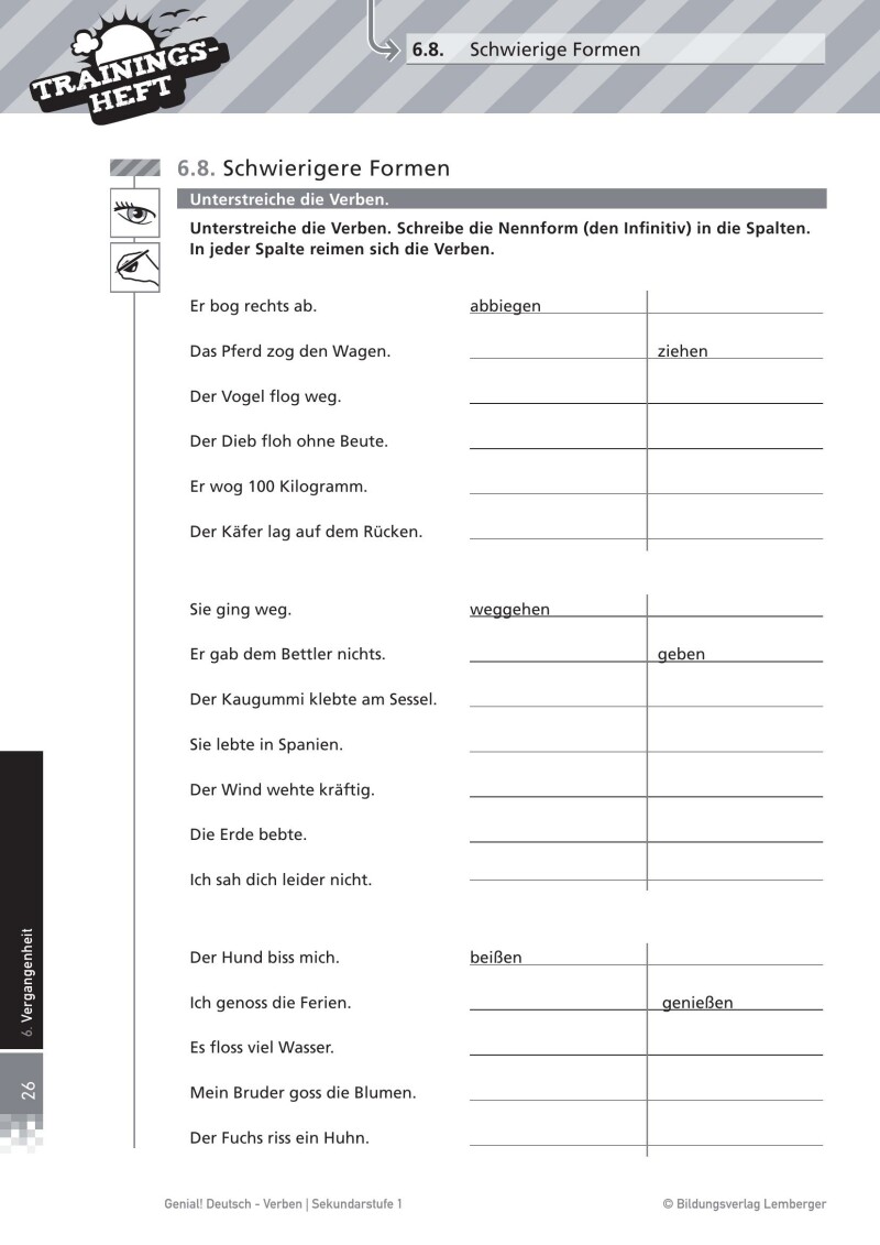 Genial! Deutsch – Trainingsheft Verben – Sek 1