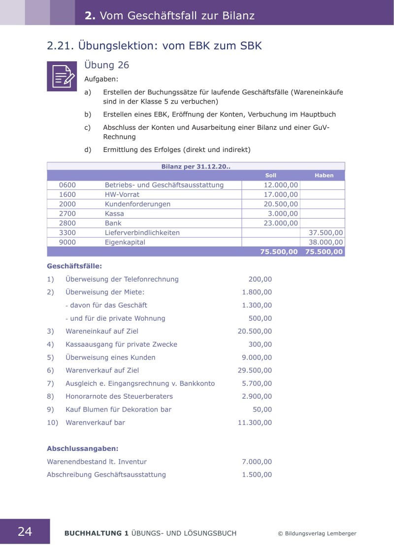 Buchhaltung 1 - Übungsbuch mit Lösungen