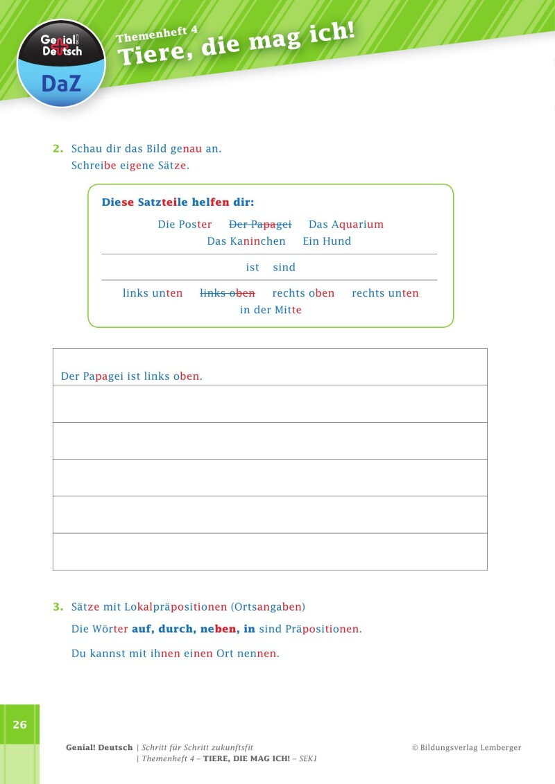 Genial! Deutsch DAZ - Schritt für Schritt zukunftsfit - Schulbuch - Themenheft 4 Sekundarstufe 1 - silbierte Ausgabe: Tiere, die mag ich!