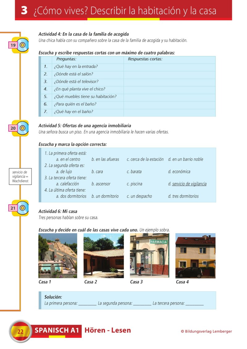 Spanisch A1 Hören-Lesen_Arbeitsbuch inkl. Audio-CD