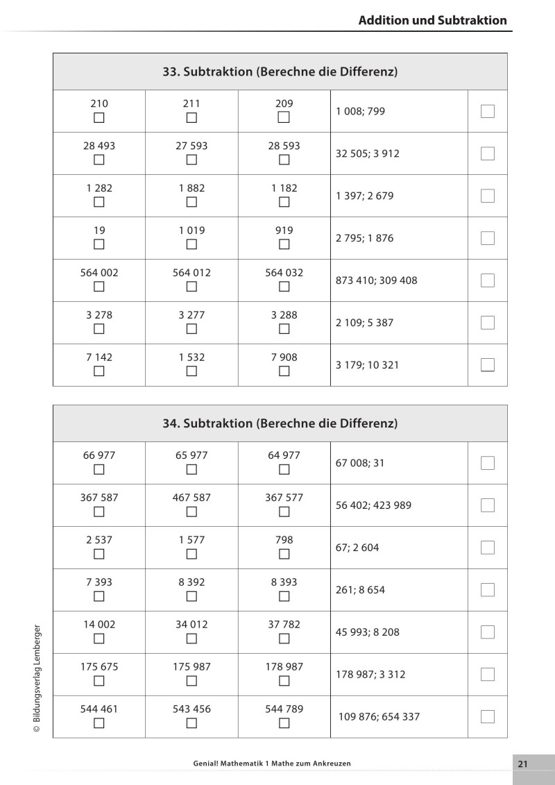 Genial! Mathematik – Kopiervorlagen 1: Mathe zum Ankreuzen 1 LP’23