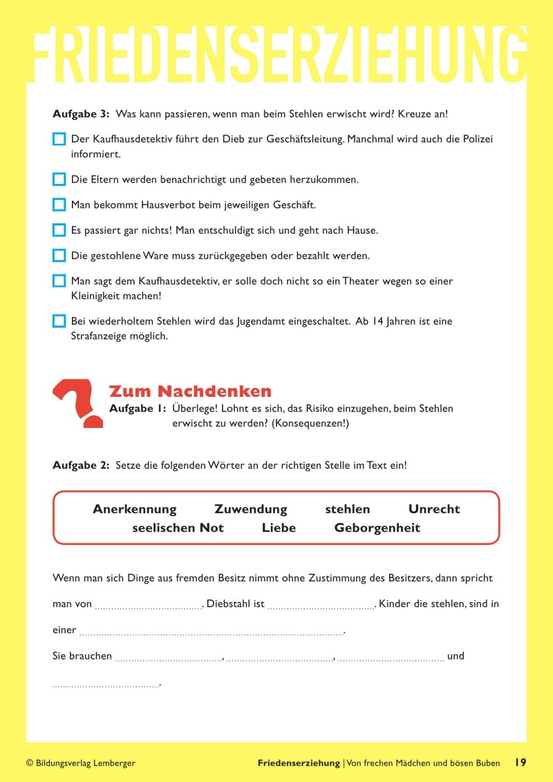 Friedenserziehung - Von frechen Mädchen und bösen Buben