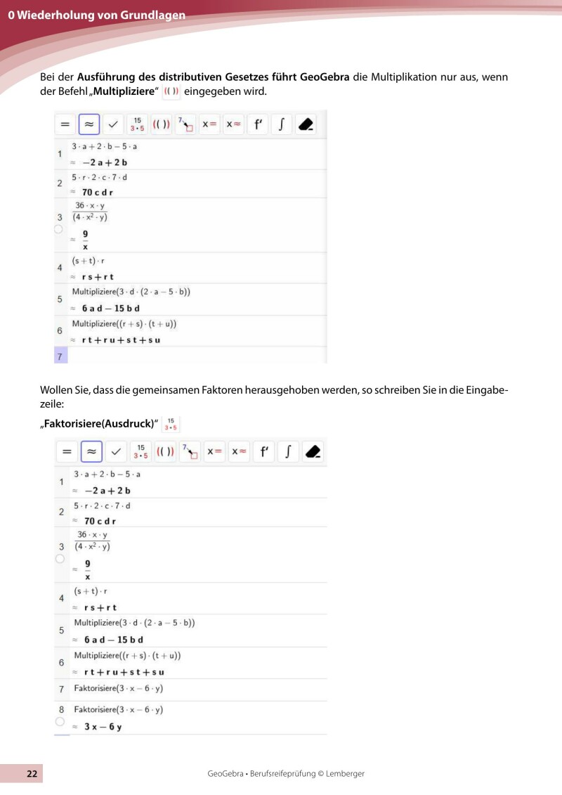 Berufsreifeprüfung Mathematik - Geogebra