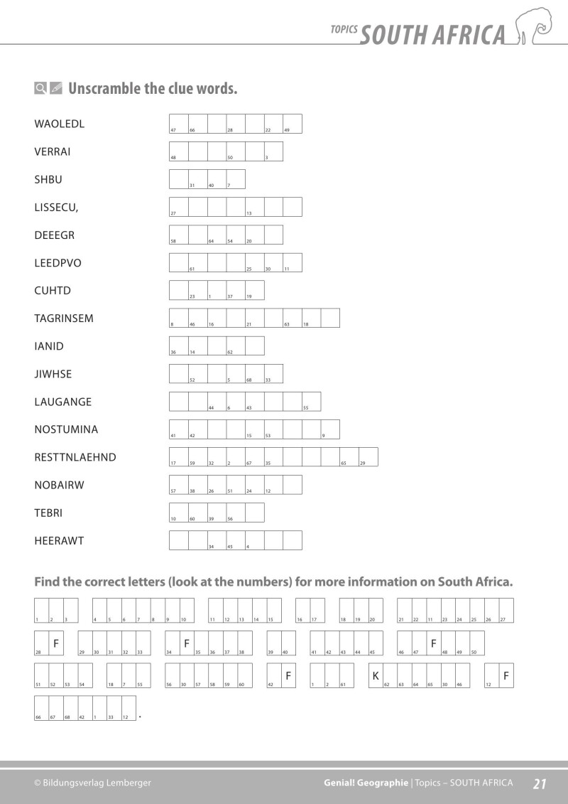 Genial! GW 4 – topics 2: South Africa