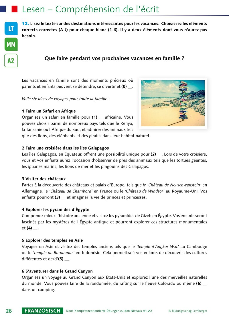 Französisch – Kompetenzorientierte Übungen zu den Niveaus A2-B1-B2 mit Übungen zu literarischen Texten im Anhang