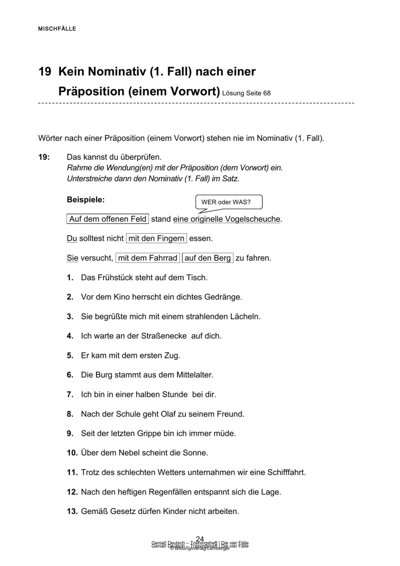 Genial! Deutsch – Trainingsheft Die vier Fälle – Sek 1