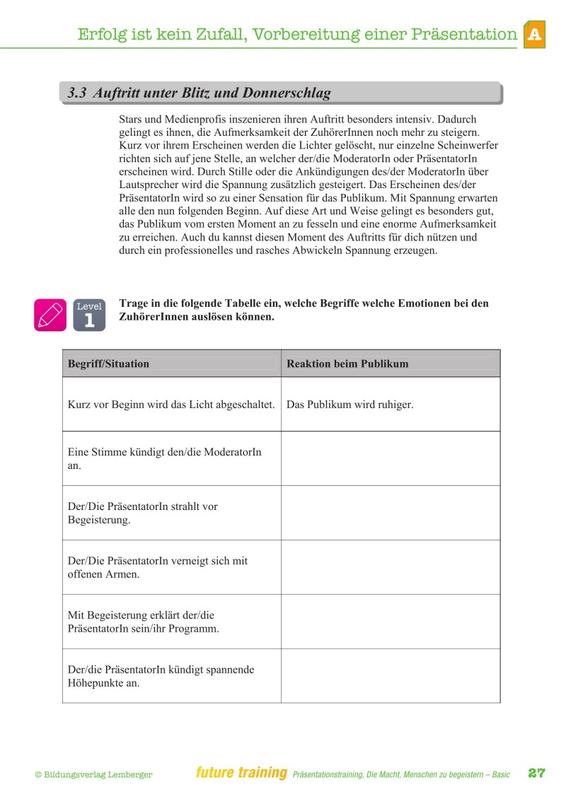 Kompetenz Lernen® - future training - Präsentationstraining - Basic Edition