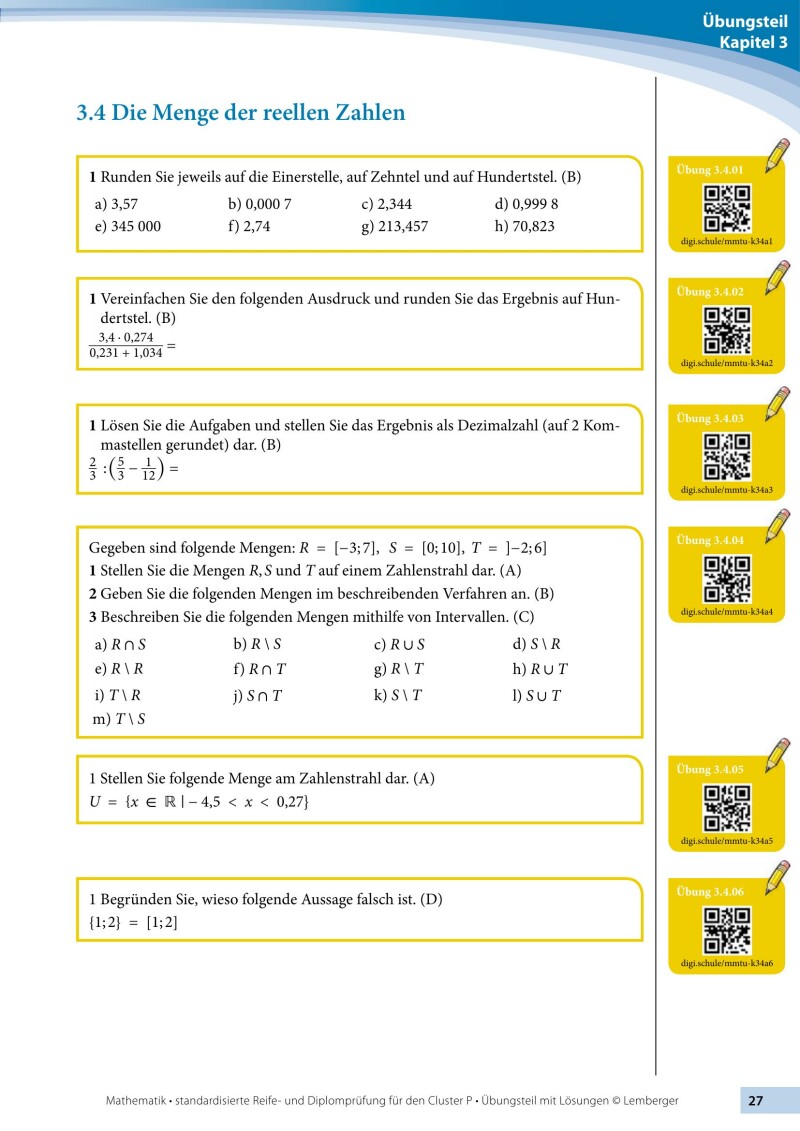 Mathematik-Maturatraining für BAfEP und BASOP - Übungsteil mit Lösungen