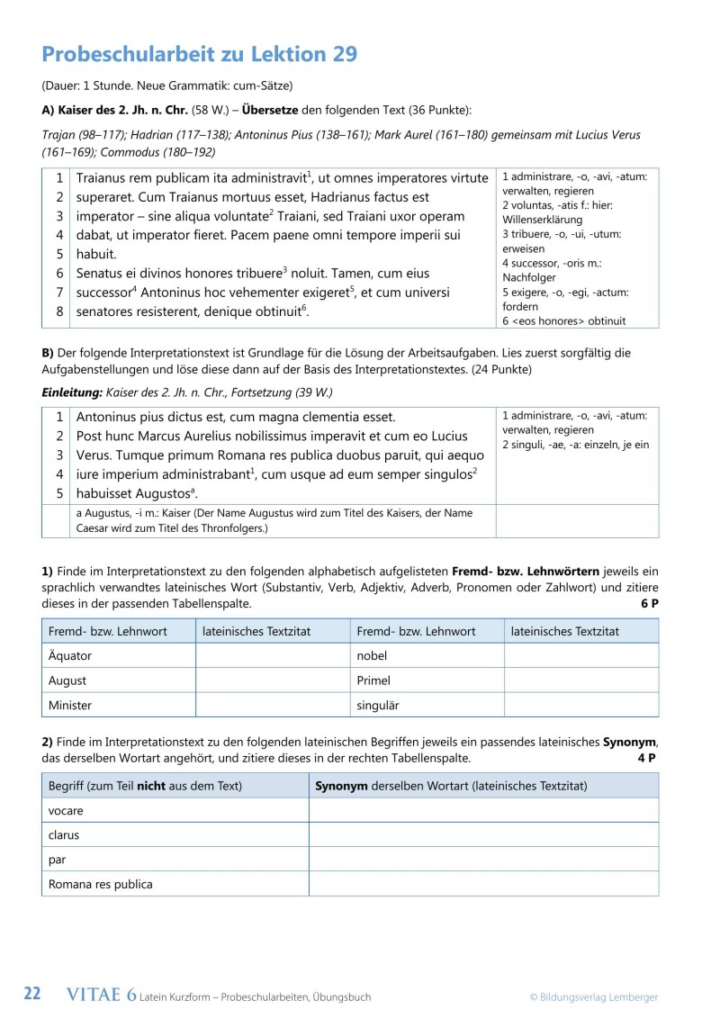 Vitae 6 / Probeschularbeiten
