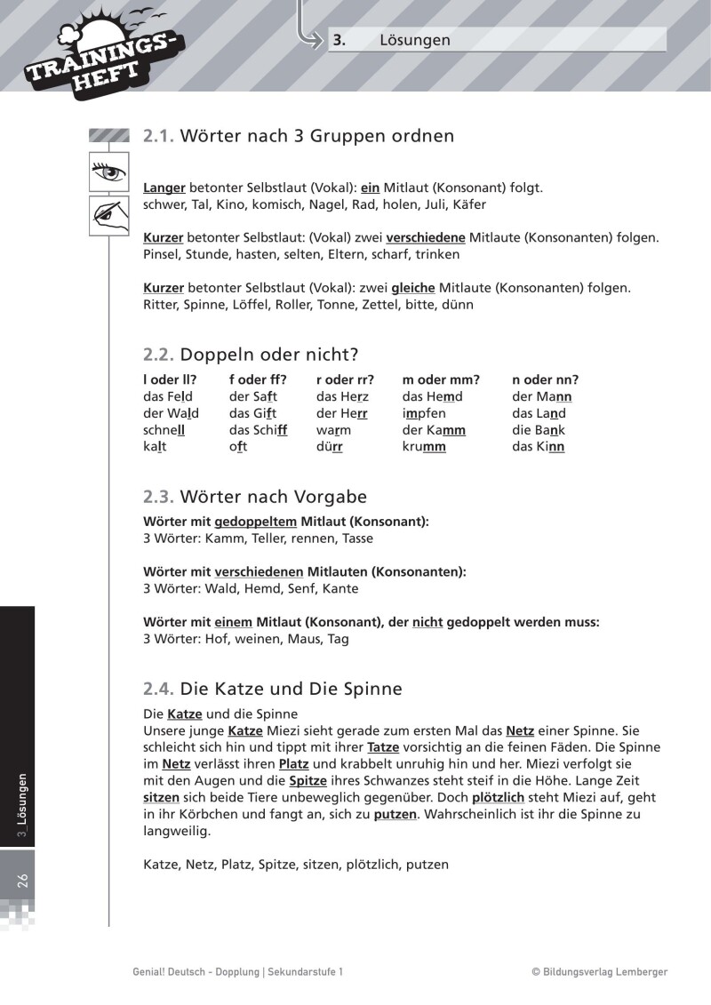 Genial! Deutsch – Trainingsheft Dopplung – Sek 1