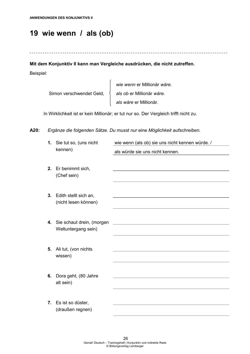 Genial! Deutsch – Trainingsheft Konjunktiv und indirekte Rede – Sek 1
