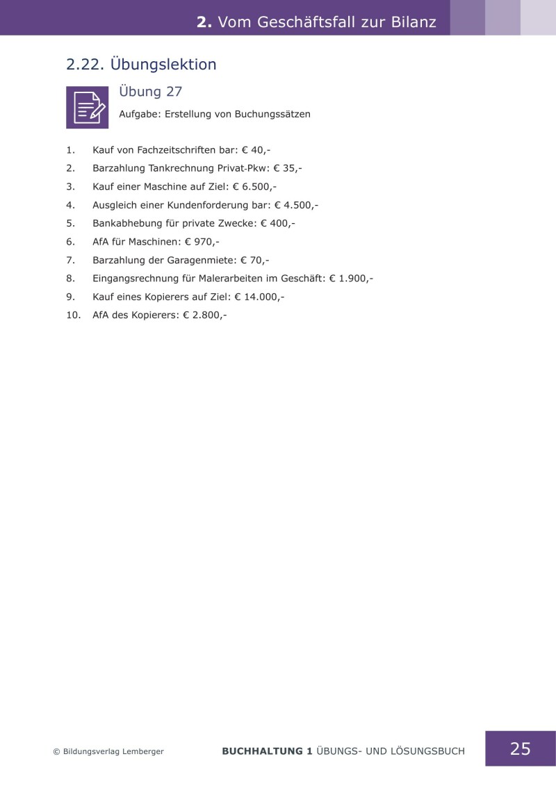 Buchhaltung 1 - Übungsbuch mit Lösungen
