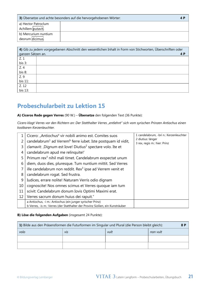 Vitae 3 / Probeschularbeiten
