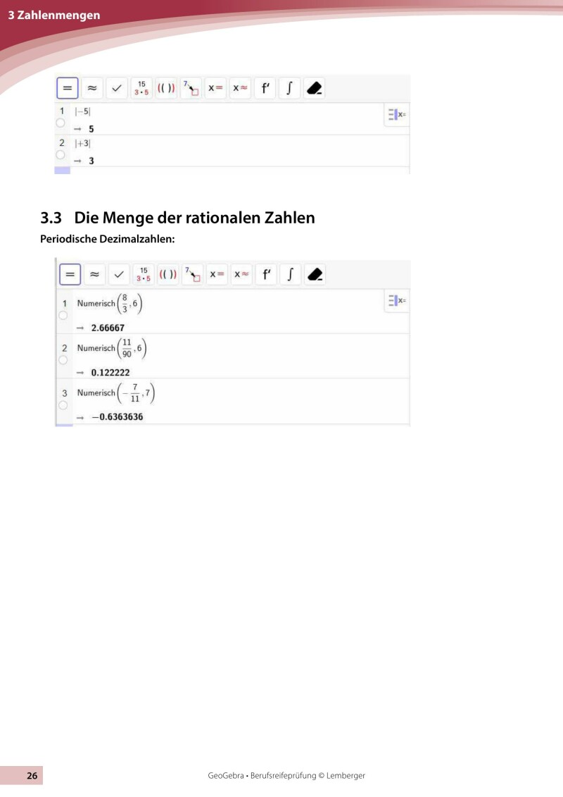 Berufsreifeprüfung Mathematik - Geogebra