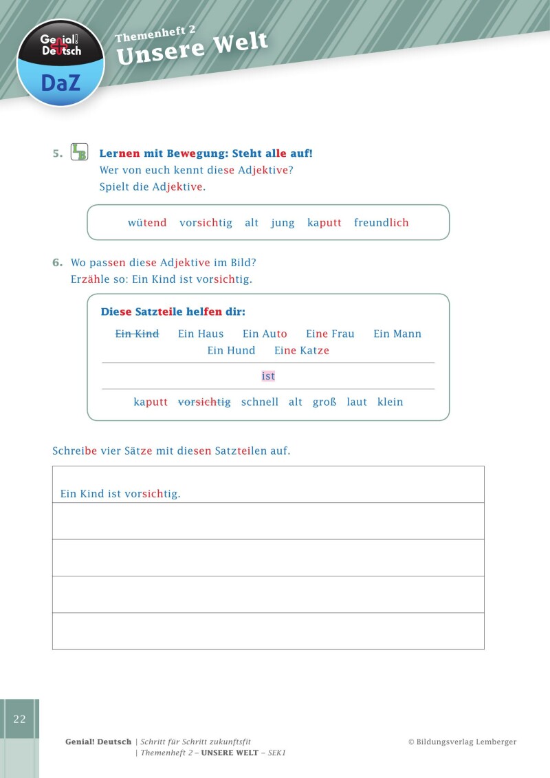 Genial! Deutsch DAZ - Schritt für Schritt zukunftsfit - Schulbuch - Themenheft 2 Sekundarstufe 1 - silbierte Ausgabe: Unsere Welt