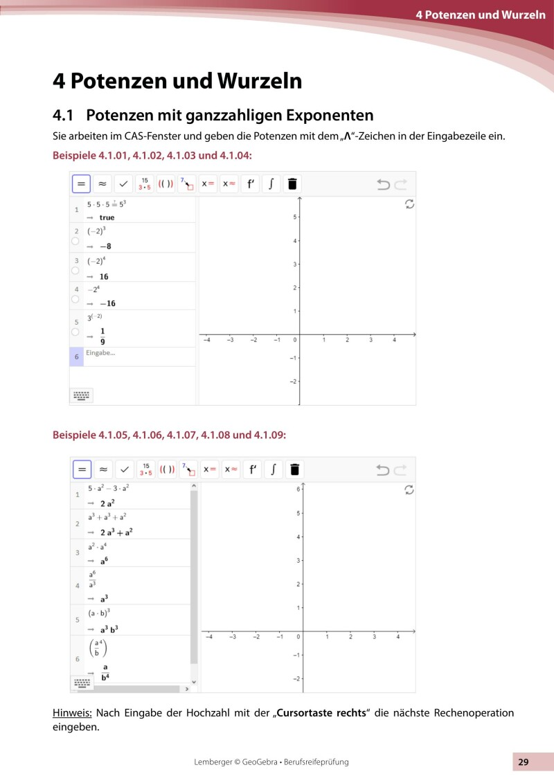 Berufsreifeprüfung Mathematik - Geogebra - Ausgabe BFI Salzburg