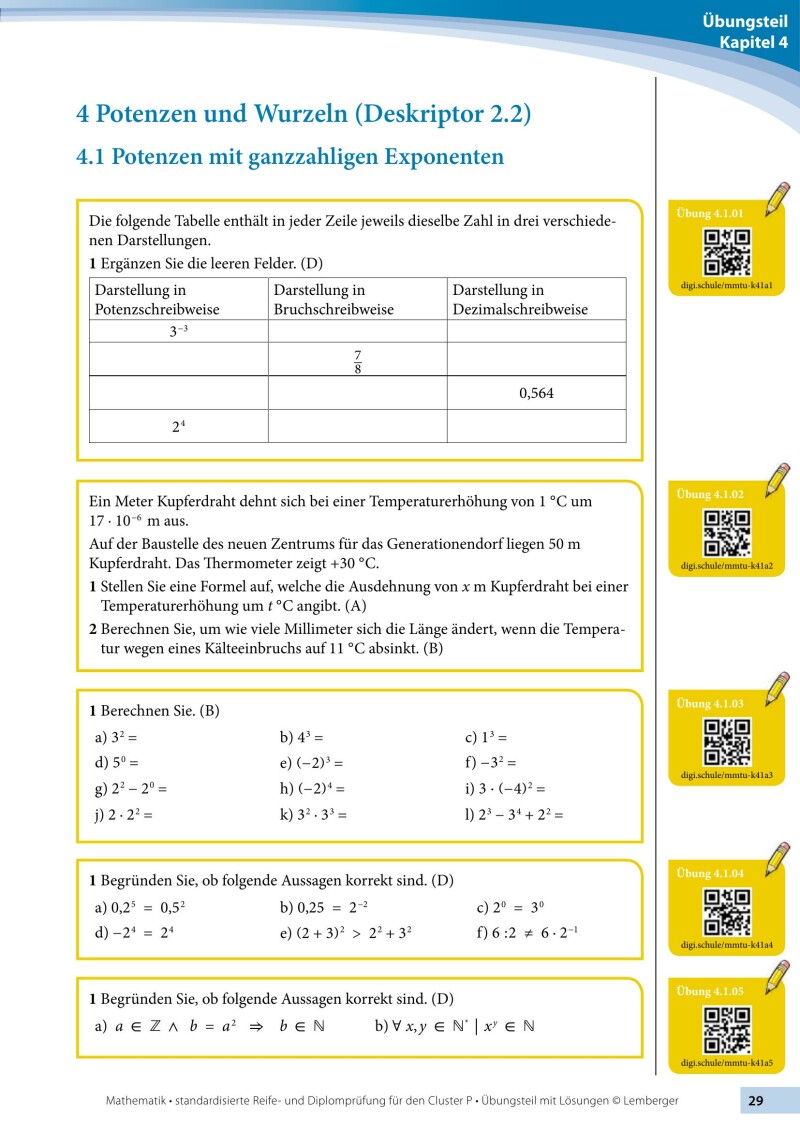Mathematik-Maturatraining für BAfEP und BASOP - Übungsteil mit Lösungen