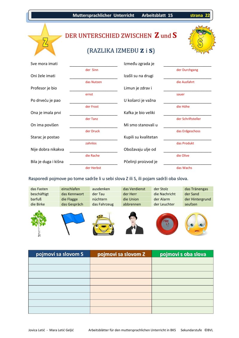 Arbeitsblätter für den muttersprachlichen Unterricht in BKS 2 / Radni listovi za nastavu BKS 2