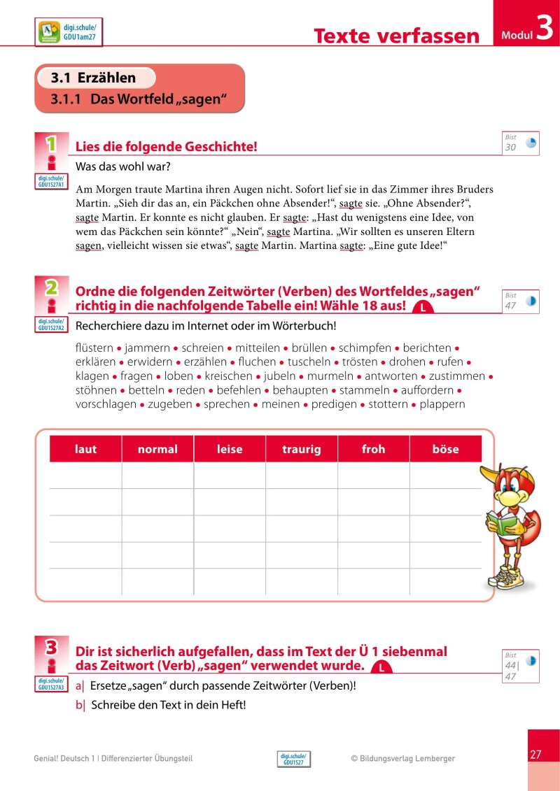 Genial! Deutsch 1 – Sprachbuch IKT / Schulbuch Differenzierter Übungsteil – Classic