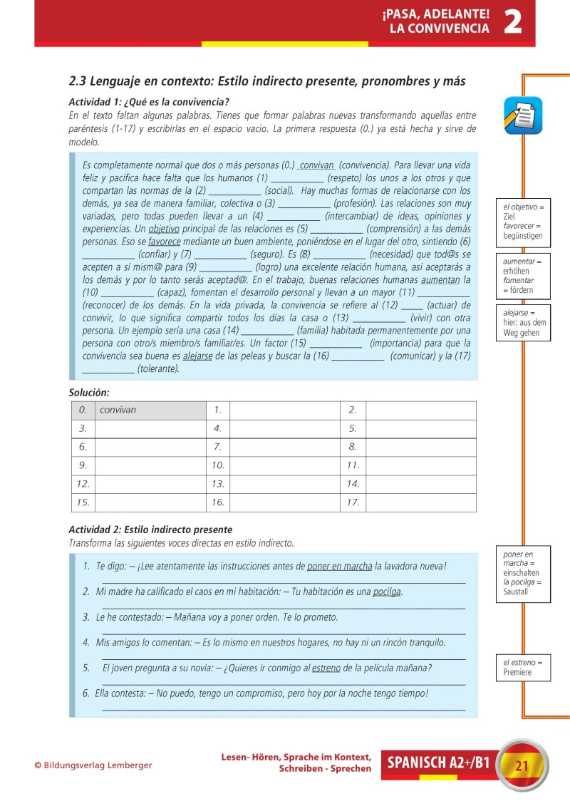 Spanisch A2+/B1 Lesen-Hören, Sprache im Kontext, Schreiben-Sprechen_Arbeitsbuch inkl. 2 Audio-CDs
