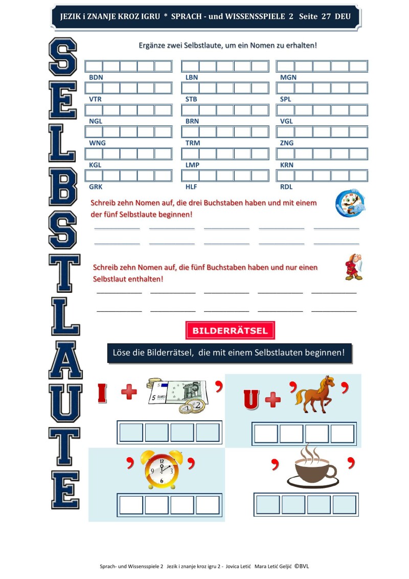 "Sprach- und Wissensspiele 2"/“Jezik i znanje kroz igru 2“