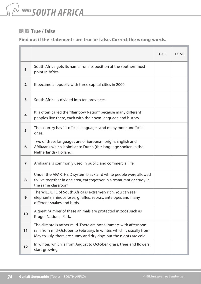 Genial! GW 4 – topics 2: South Africa