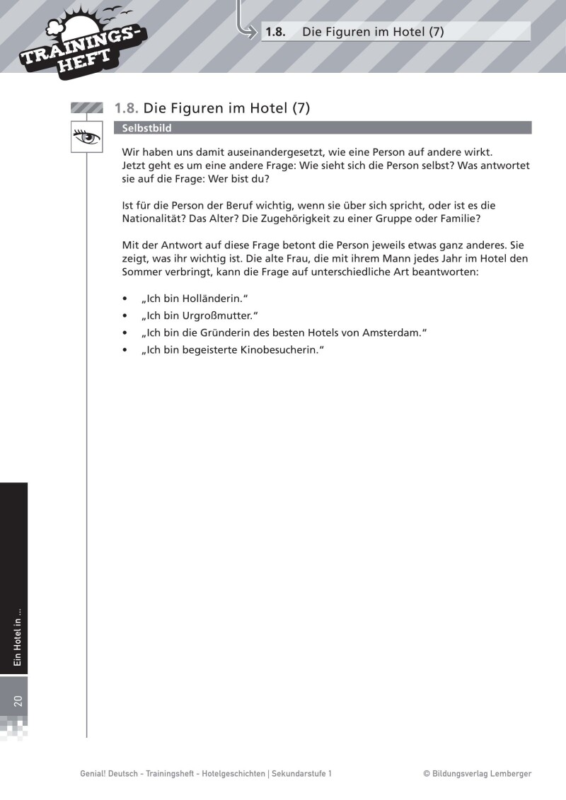 Genial! Deutsch – Trainingsheft Projekt Roman: Hotelgeschichten – Sek 1