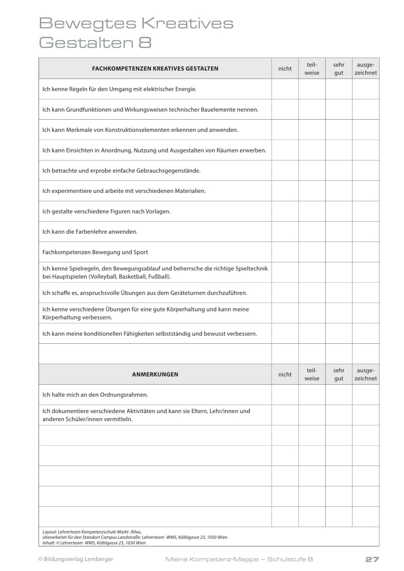 Kompetenz Lernen® - future training - Meine Kompetenz-Mappe 4. Klasse