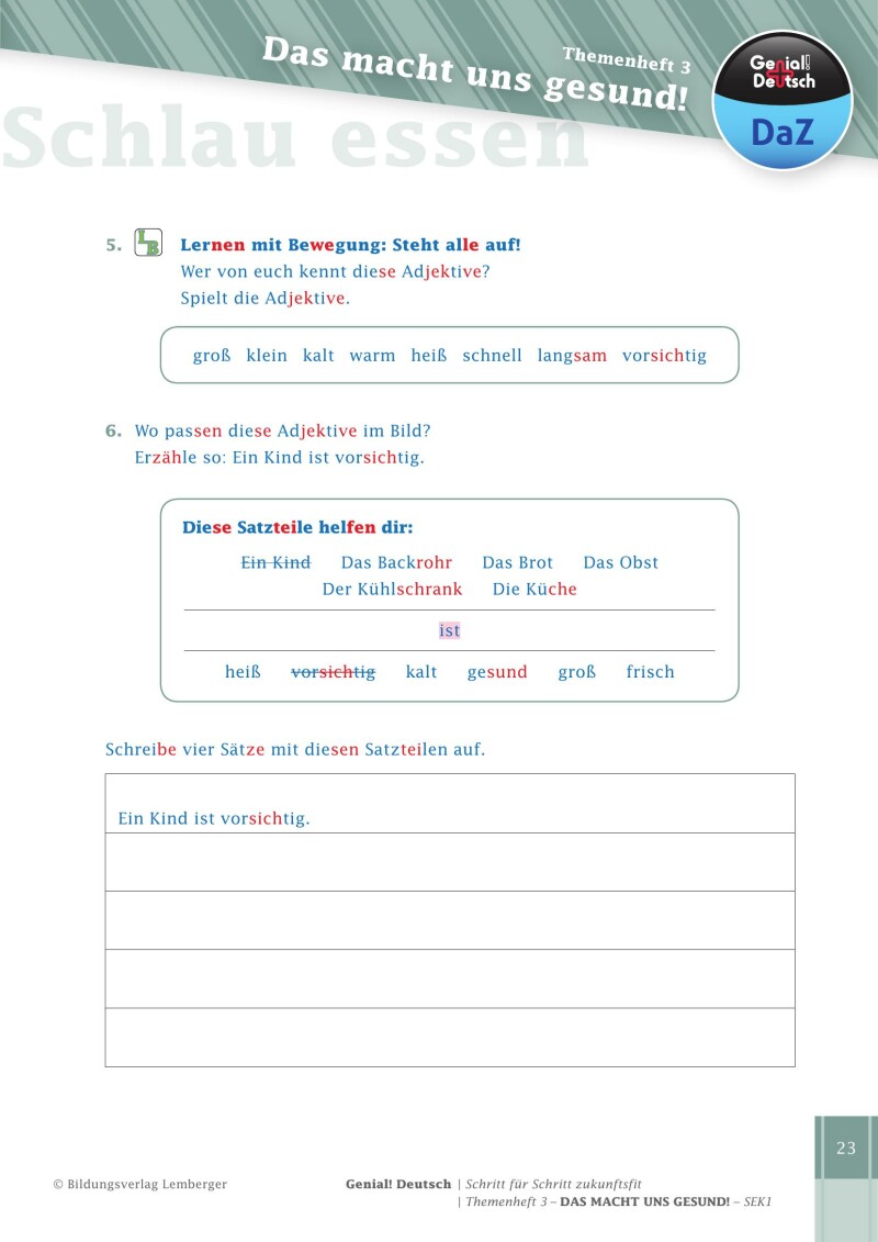 Genial! Deutsch DAZ - Schritt für Schritt zukunftsfit - Schulbuch - Themenheft 3 Sekundarstufe 1 - sibierte Ausgabe: Das macht uns gesund!