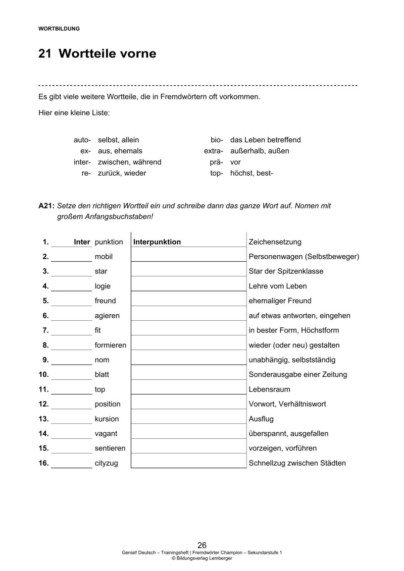 Genial! Deutsch – Trainingsheft Fremdwörter-Champion – Sek 1
