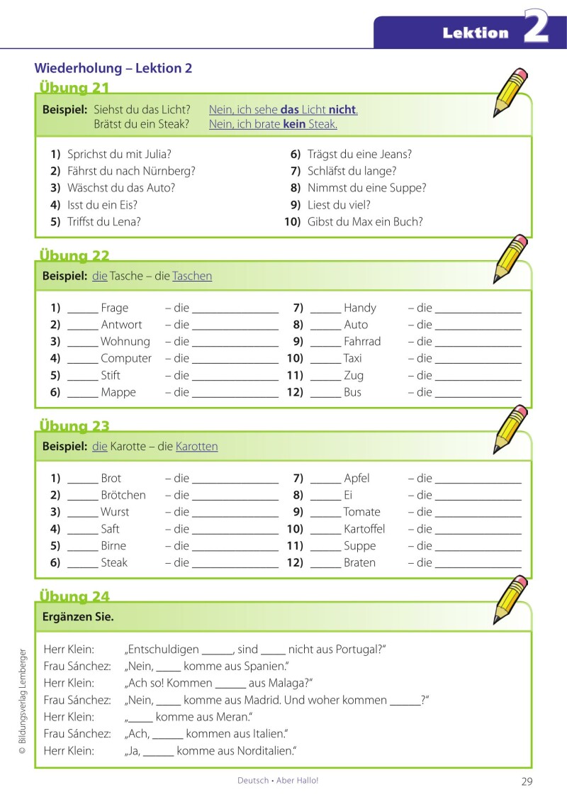 Deutsch - ABER HALLO! Grammatikübungen Grundstufe