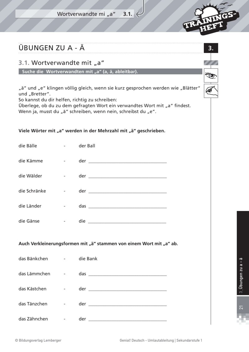 Genial! Deutsch – Trainingsheft Umlautableitung – Sek 1