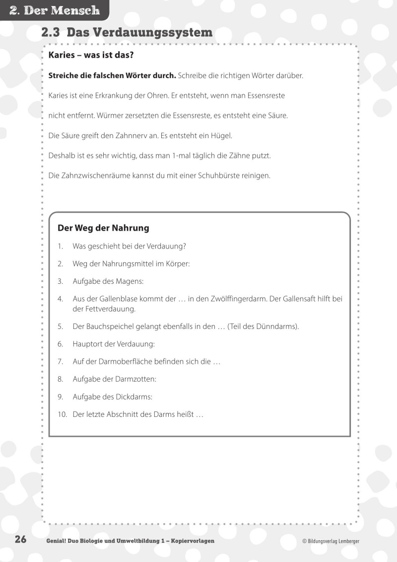 Genial! DUO Biologie 1_LP’23 – Kopiervorlagen