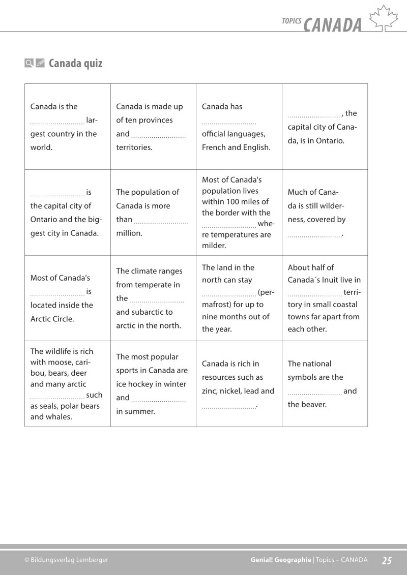 Genial! GW 4 – topics 1: Canada