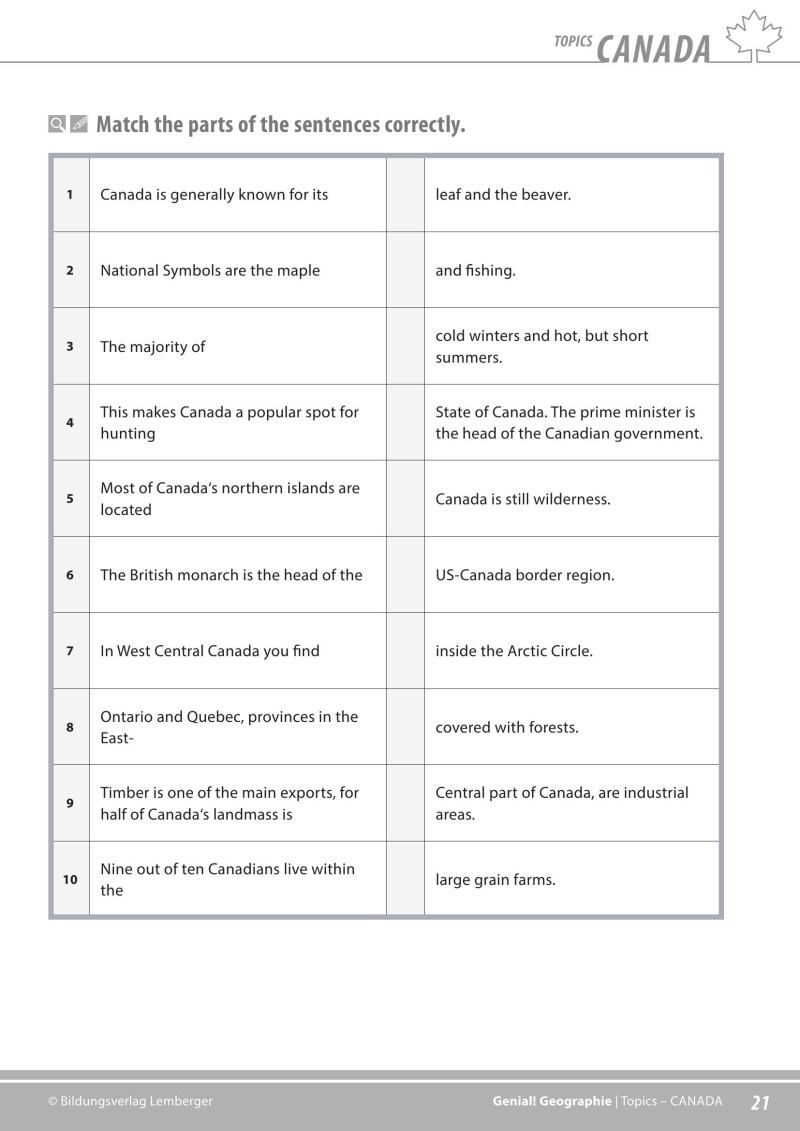 Genial! GW 4 – topics 1: Canada